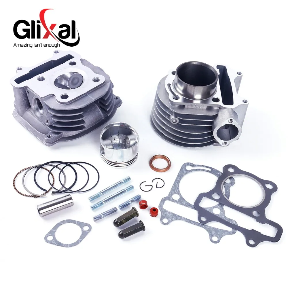 Glixal GY6 125cc 52.4mm Scooter Engine Rebuild Kit Cylinder Kit Cylinder Head assy 4-stroke 152QMI Moped Scooter Go Kart ATV