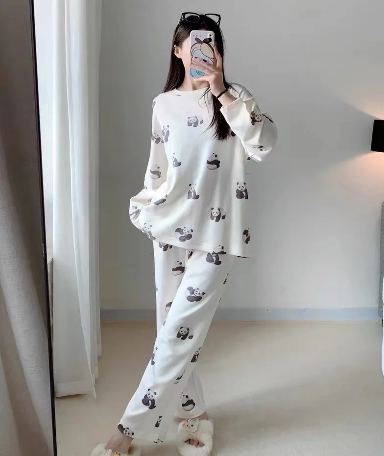 Room Wear Ladies Autumn Women\'s Pajamas Set Puppy Long Sleeves Trousers 40-65kg Wear （with tags）