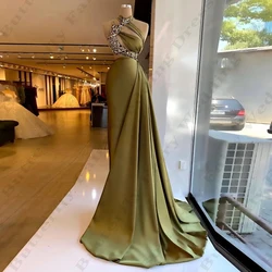 Fashion Sexy Mermaid Backless Evening Dress For Women Party Gorgeous Satin Elegant Off Shoulder Sleeveless Customized Prom Gowns