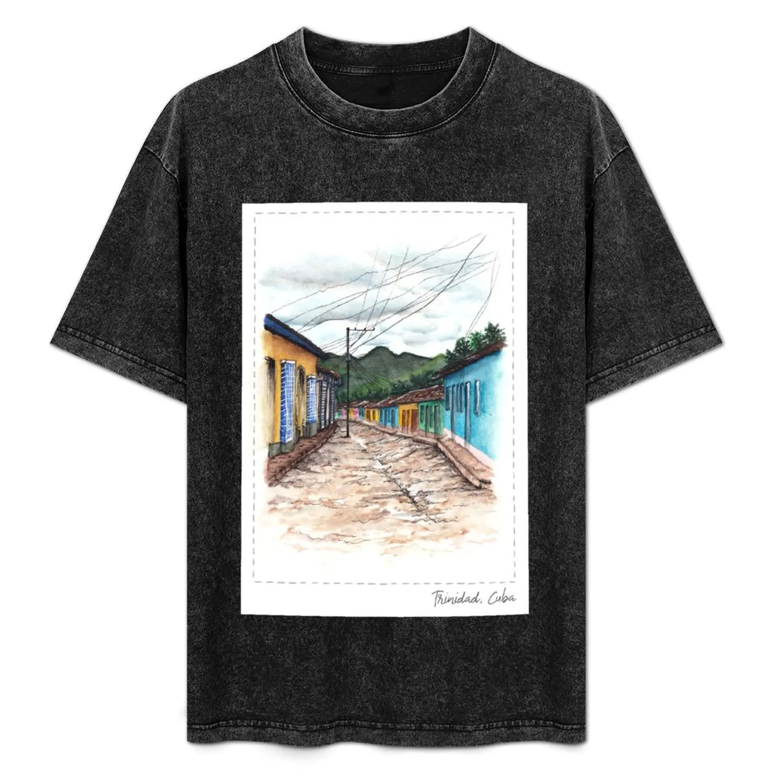 

Hand Painted Cuban Street T-Shirt Plus Size Street Style Tee