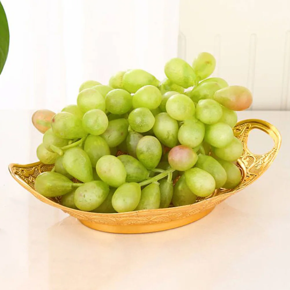 

Storage Plate Fruit Dish Home Tray Metal Alloy Snack Serving Container Dried Fruits Decorative Kitchen Living Room Bedroom