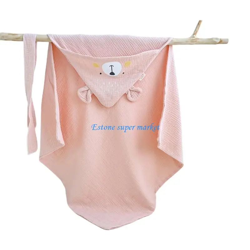 090B Miękki bawełniany kocyk do otulania noworodka Uniwersalny ręcznik do owijania dziecka Okrycie na prezent