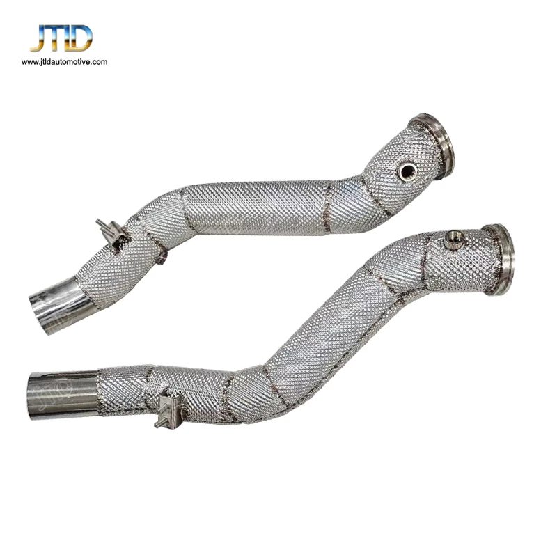 JTLD High Performance Stainless Steel Catless Exhaust Downpipe With Heat Shield For Maserati Ghibli M157 3.0L V6 2WD