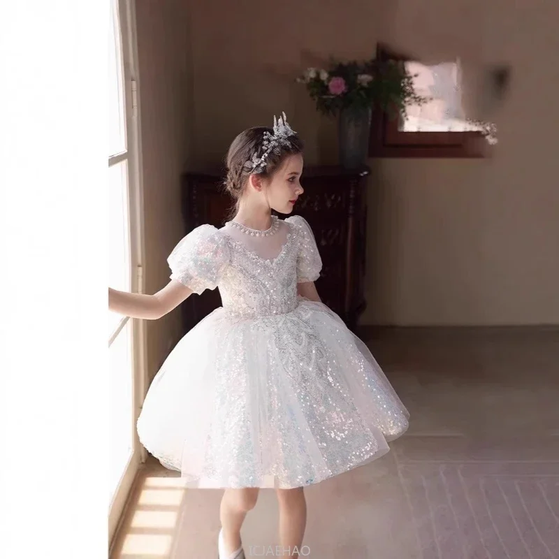 

Party Dress Girls Evening Gown Princess Kids Pageant Performance Birthday Formal Wear Clothes Host Outfit Children Flower Girl