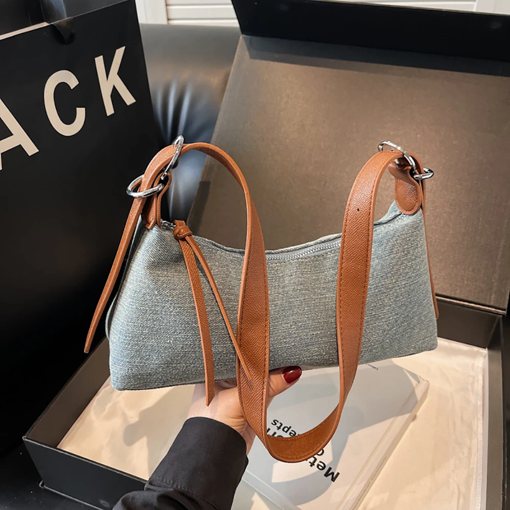 

Korean Patchwork Single Shoulder Bag Women Casual All-Match Zipper Versatile Crossbody Bags Simple Commute Underarm Packs