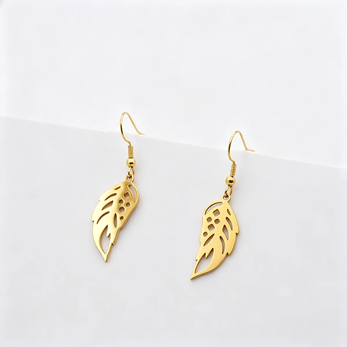 Chandler Men Women Feathers Drop Earrings, Stainless Steel Hollow Feather Dangle Earrings, Rock Punk Vintage Cool Jewelry Gifts