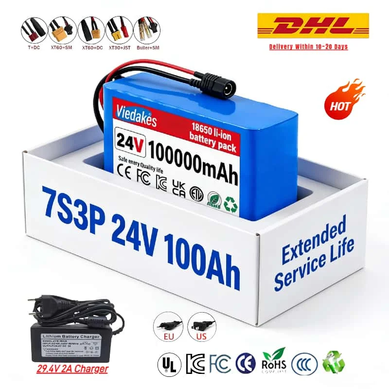 

Super Value 7S3P Rechargeable 18650 Li-ion Battery Pack large capacity Ultra Durable 24V 100Ah Power Supply for Electric scooter