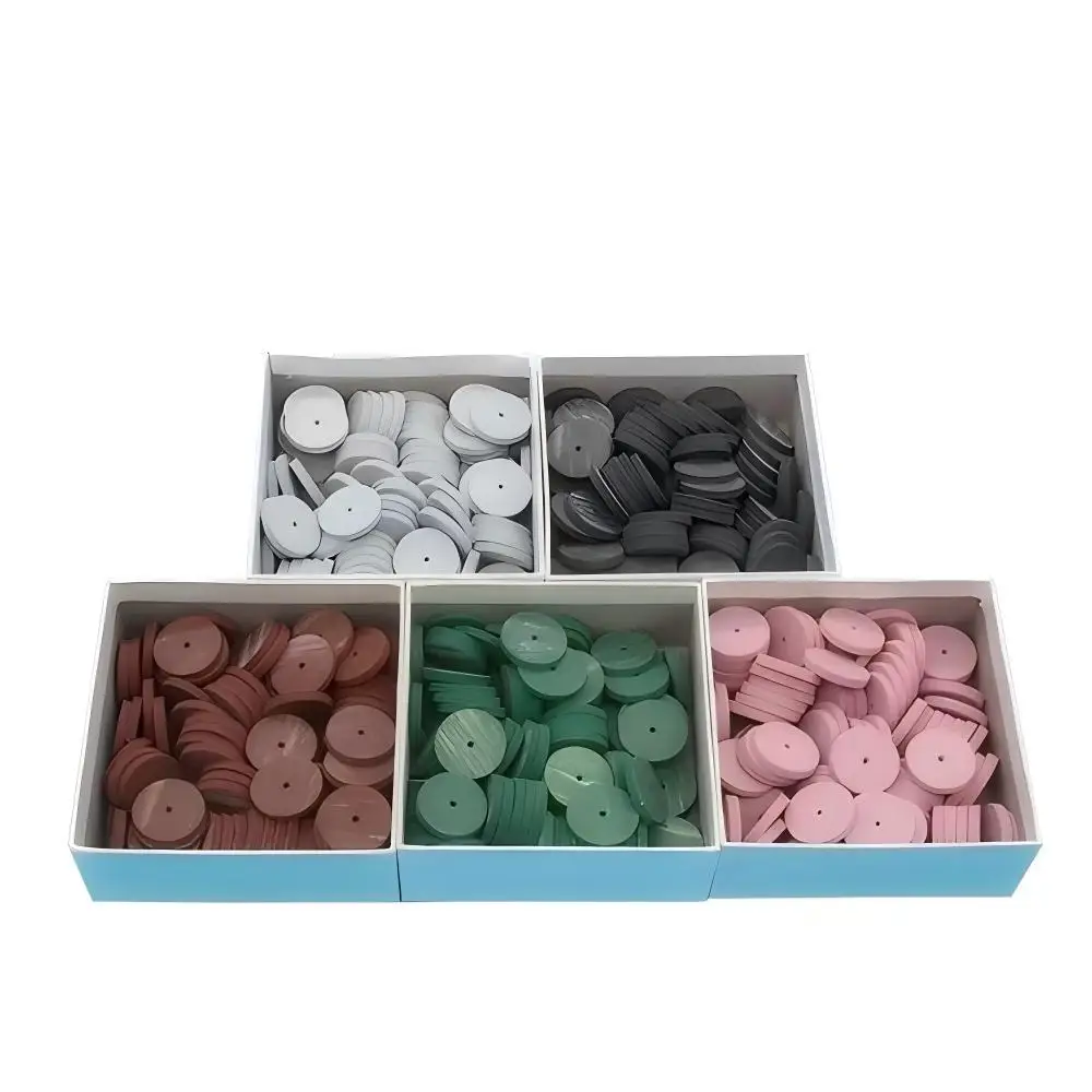 100Pcs Dental Rubber Polishing Wheel 22*3mm 4-Color High Precision Rotary Sanding Head for Dental Technician Handpiece Tools