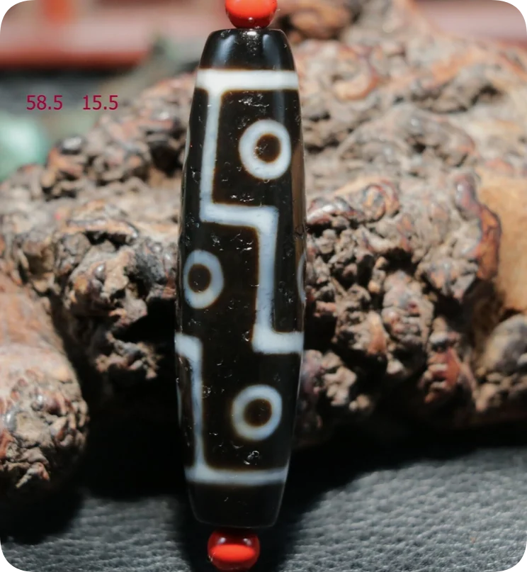 Energy Tibetan Top Old Agate Fold Line 9 Eyed King dZi Bead Pendant Totem Amulet