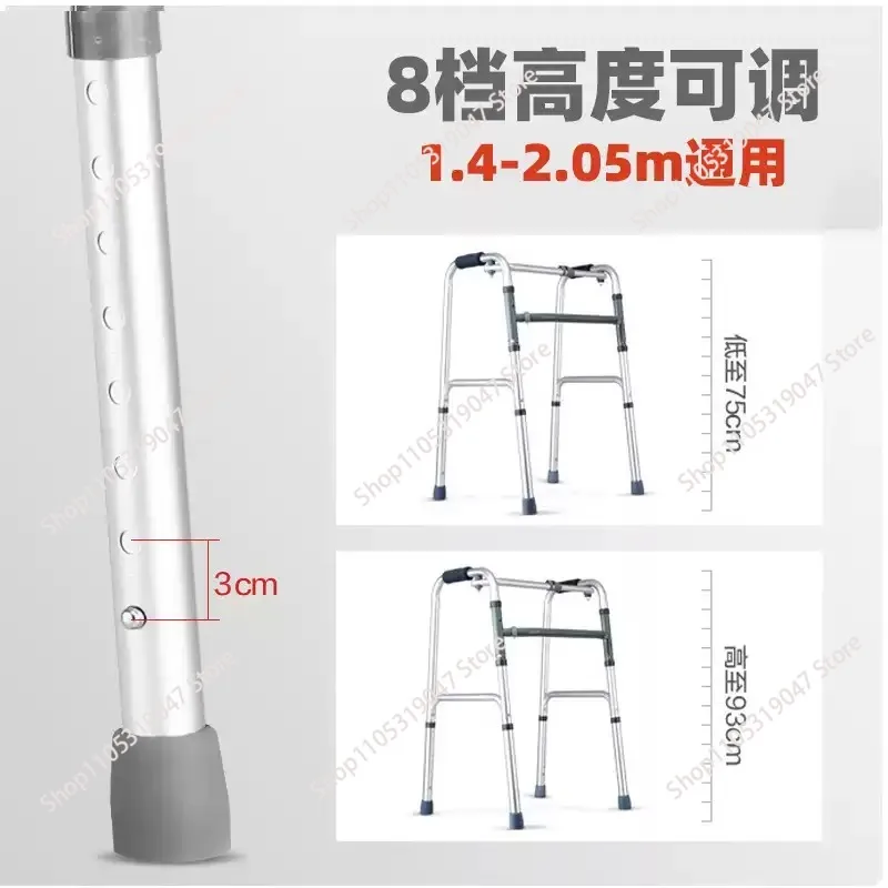 Durable Double-Bend Wheeled Stainless Steel Walker Elderly Disabled Foldable Design Handicapped Bathroom Safety Equipment Users