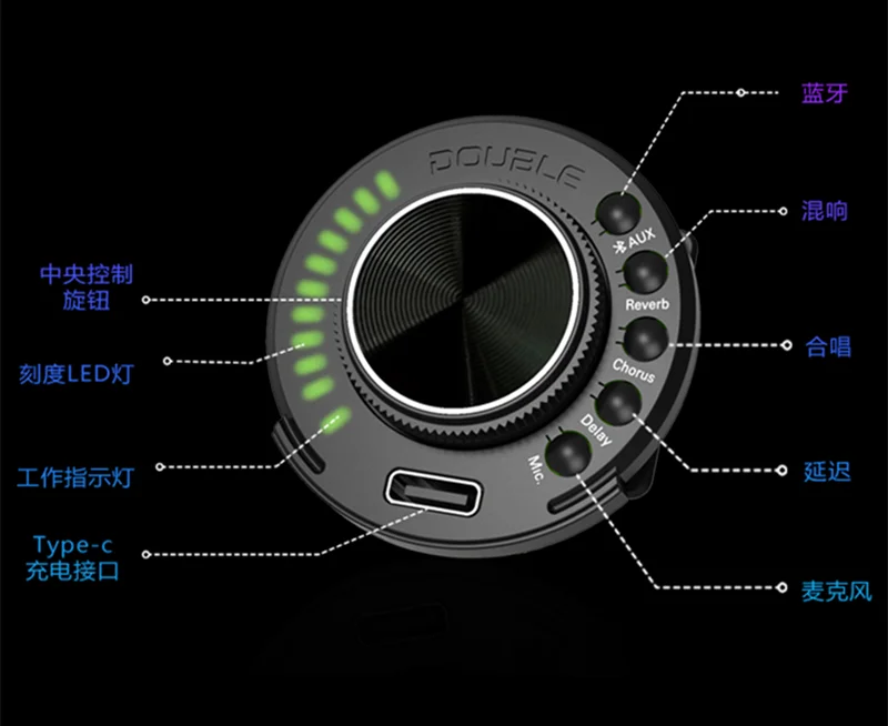 DOUBLE OS1 Vibration Akustikgitarren-Tonabnehmer, schwarze Resonanztechnologie, EQ, digitaler Vorverstärker, Reverb Chorus Delay, Mikrofonfunktion – Detail 7