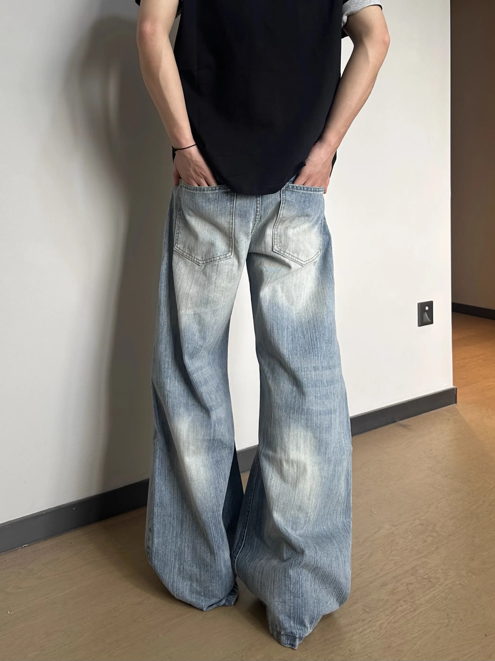 Ретро американские свободные широкие джинсы с дырками из бамбукового волокна для женщин, повседневная одежда, всесезонные длинные брюки с высокой талией