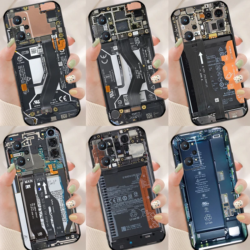 Motherboard Circuit Board Case For OnePlus 11 10T Nord 2 3 Lite Realme 10 Pro Plus GT Neo 5 2T 3T C21Y C30 C33 C35 C55