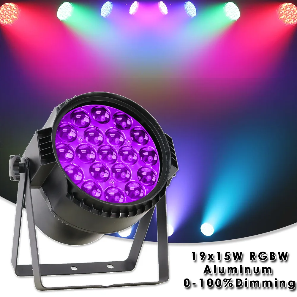 YUER 19x15w LED RGBW 4in1 Wash Beam Zoom Effect Par Lights Aluminum Case Strobe DMX Music Dj Disco Stage Chirstmas Background