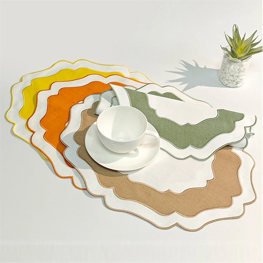 Modern Simple Two-color Placemat Household Heat Insulation Washable Ironing Coaster Kitchen Supplies Irregular Placemat