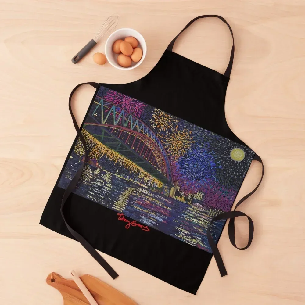 

Sydney Harbour Night, New Years Eve Edition Apron Kitchens Men professional hairdressing Chef Uniform Woman cook wear Apron