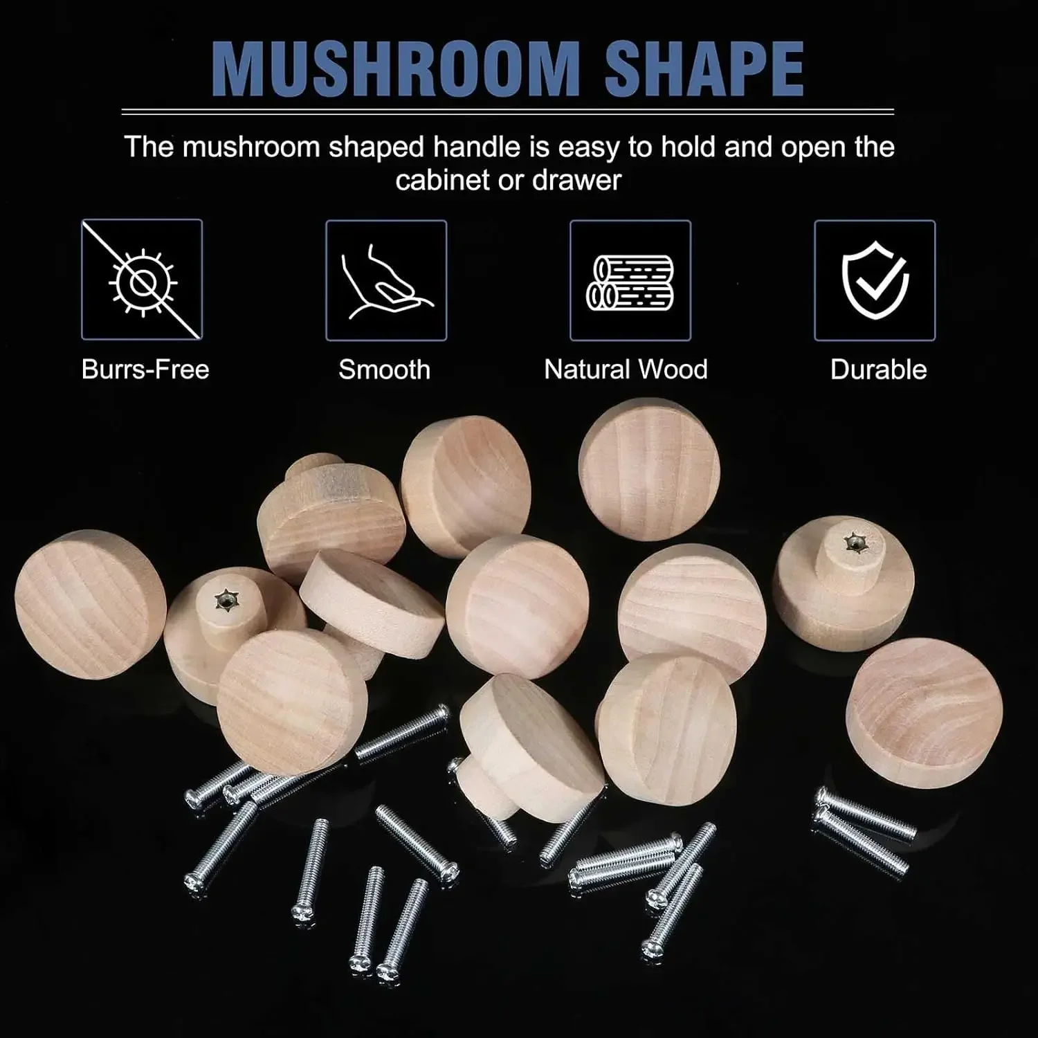 1-48pcs Wood Cabinet Pulls Nordic Round Wooden Cupboard Wardrobe Drawer Pulls DIY Natural Solid Closet Handles with Screws