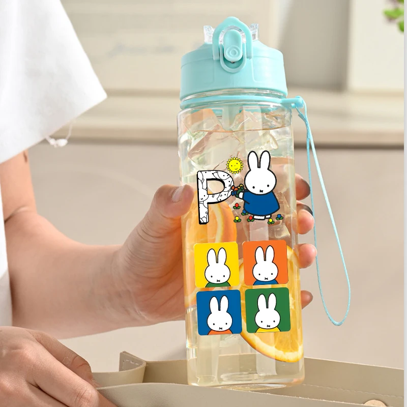 

900ML Miffy Letters Sports Water Bottle Motivational Leak Proof Girl Portable Reusable Cup Outdoor Travel Gym Jug Birthday Gift