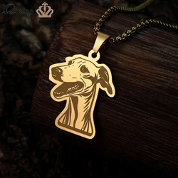 QIMING Cute Greyhound Dog Pendant Necklace For Women Men Stainless Steel Jewelry Cartoon Necklaces