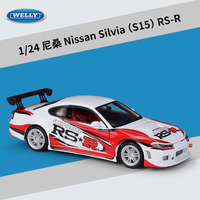 WELLY Diecast Alloy 1:24 Nissan Silvia S15 RS-R White Red Sports Car Model Adult Collection Display Ornament Souvenir Gift