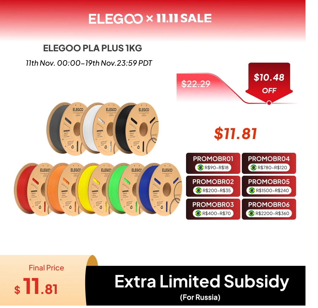 

ELEGOO PLA+ Filament 1.75mm 3D PLA for 3D Printer Consumables Material Compatible with Most FDM Printers(1KG/Spool, 2.2 lbs)