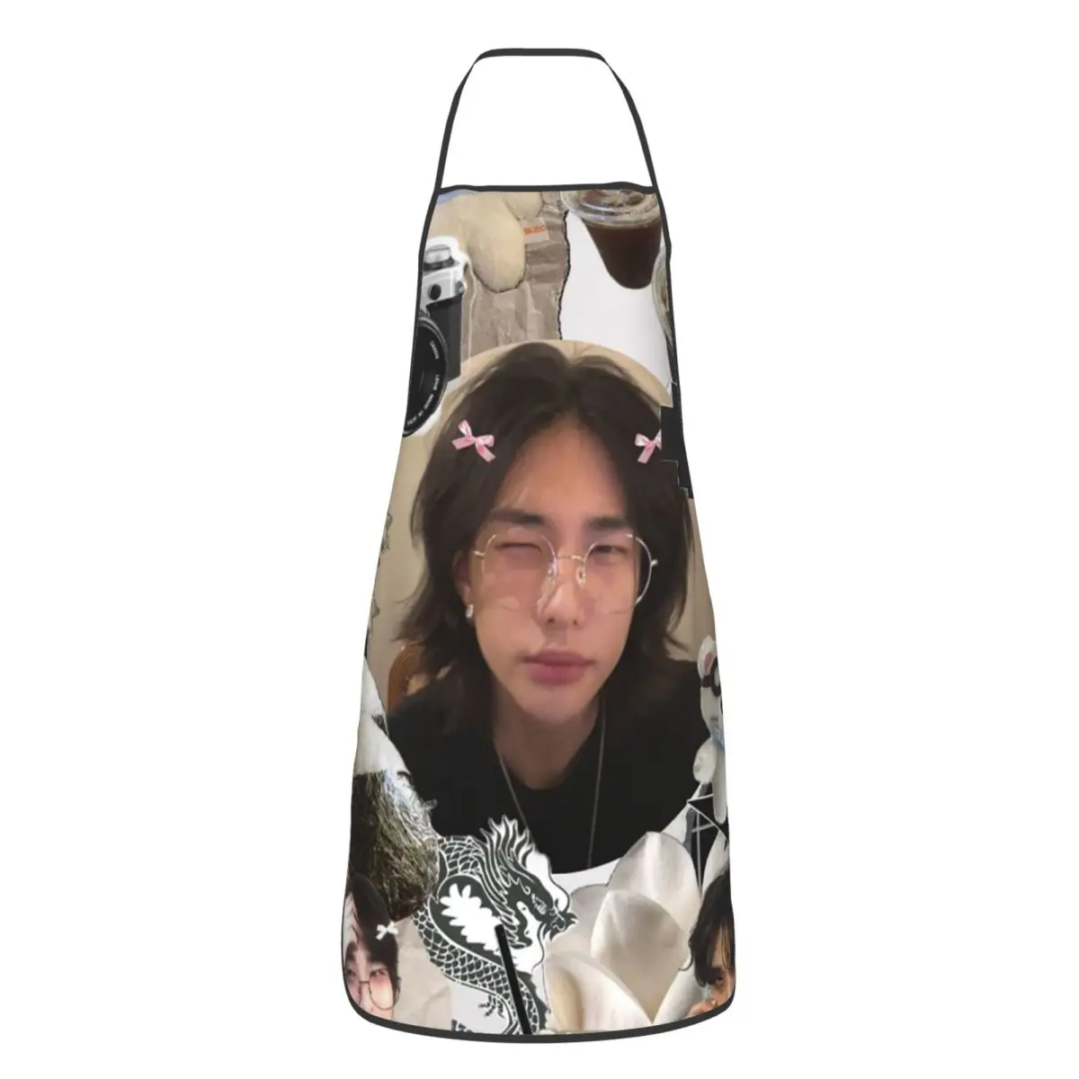 Hyunjin Collage Aprons Chef Cooking Tablier Sleeveless Bib Kitchen Cleaning Pinafore for Women Men Painting