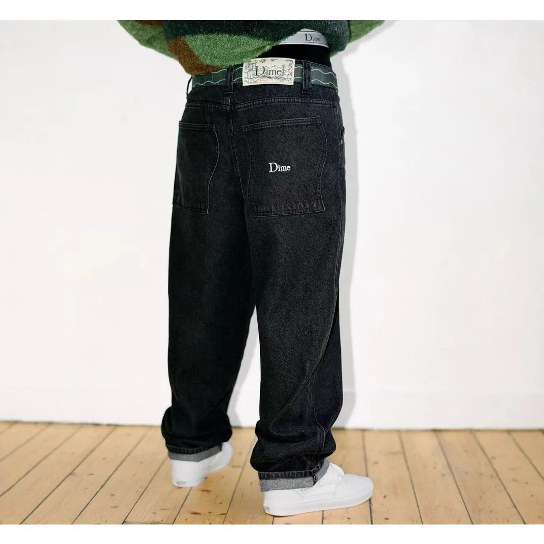 

Trendy Street Skateboard Dime Baggy Straight Loose Casual Denim Pants Men's Long Jeans Low Waist Cotton Summer Faion