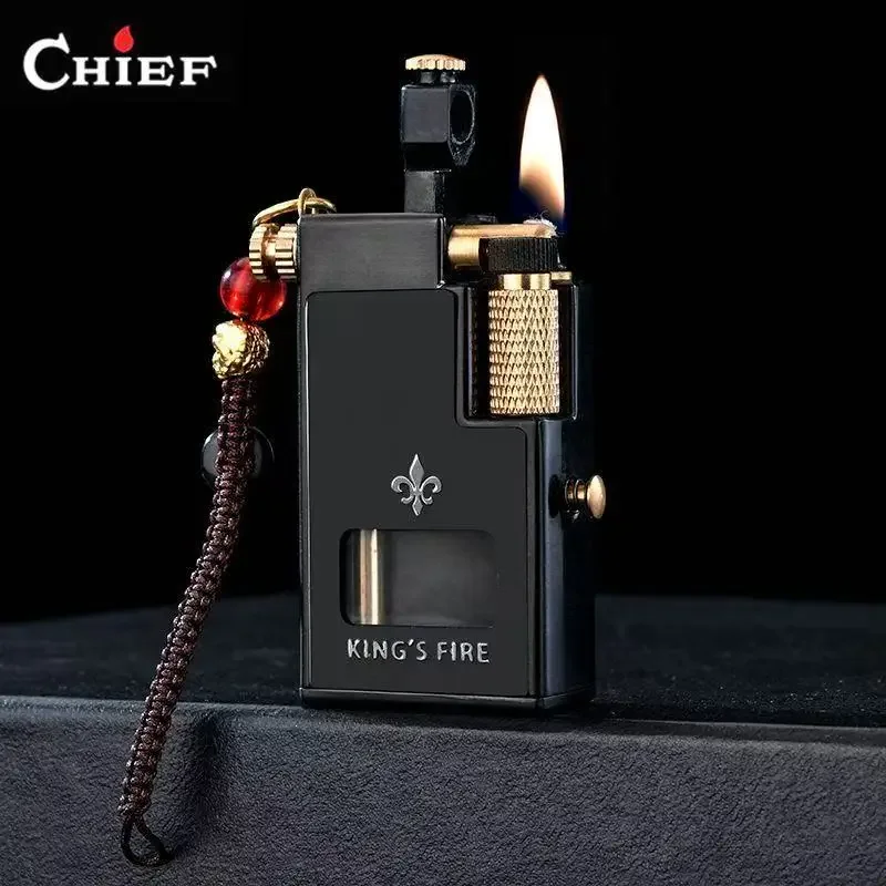 

Chief Rare Liquid Lighter Retro Sailor Lighter with Visible Fuel Tank Smoking Ignition Tool EDC Accessories Coal Ball Lighter.