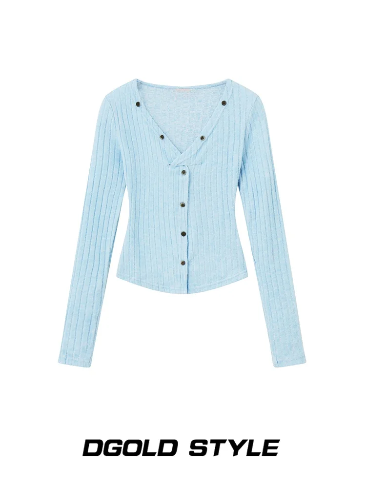 

White Little Fi Pure Desire Sweet Spicy Slim Fit ort Knitted Top Long Sve Women's Inner Wear Base Layer T-irt