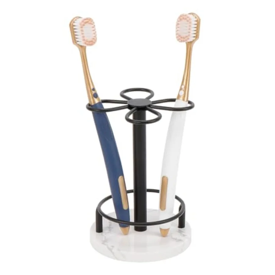 

Toothbrush Holder Stand for Bathroom Metal Toothbrush Organizer with Marble Base Toothbrush Storage Collection for Family Suita