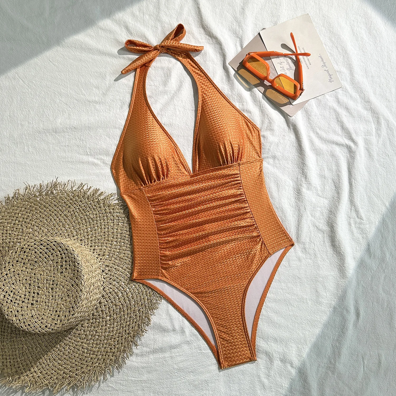 2026 New Sexy Deep V-Neck One Piece Swimsuit For Women Halter Push Up Swimwear Female Bodysuit Monokini Bathing Suits Beachwear