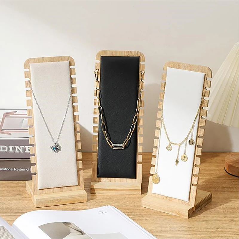 

Simple Solid Wood Jewelry Necklace Display Stand Holder Pendant Long Chain Organizer Holder Props Necklace Display Board