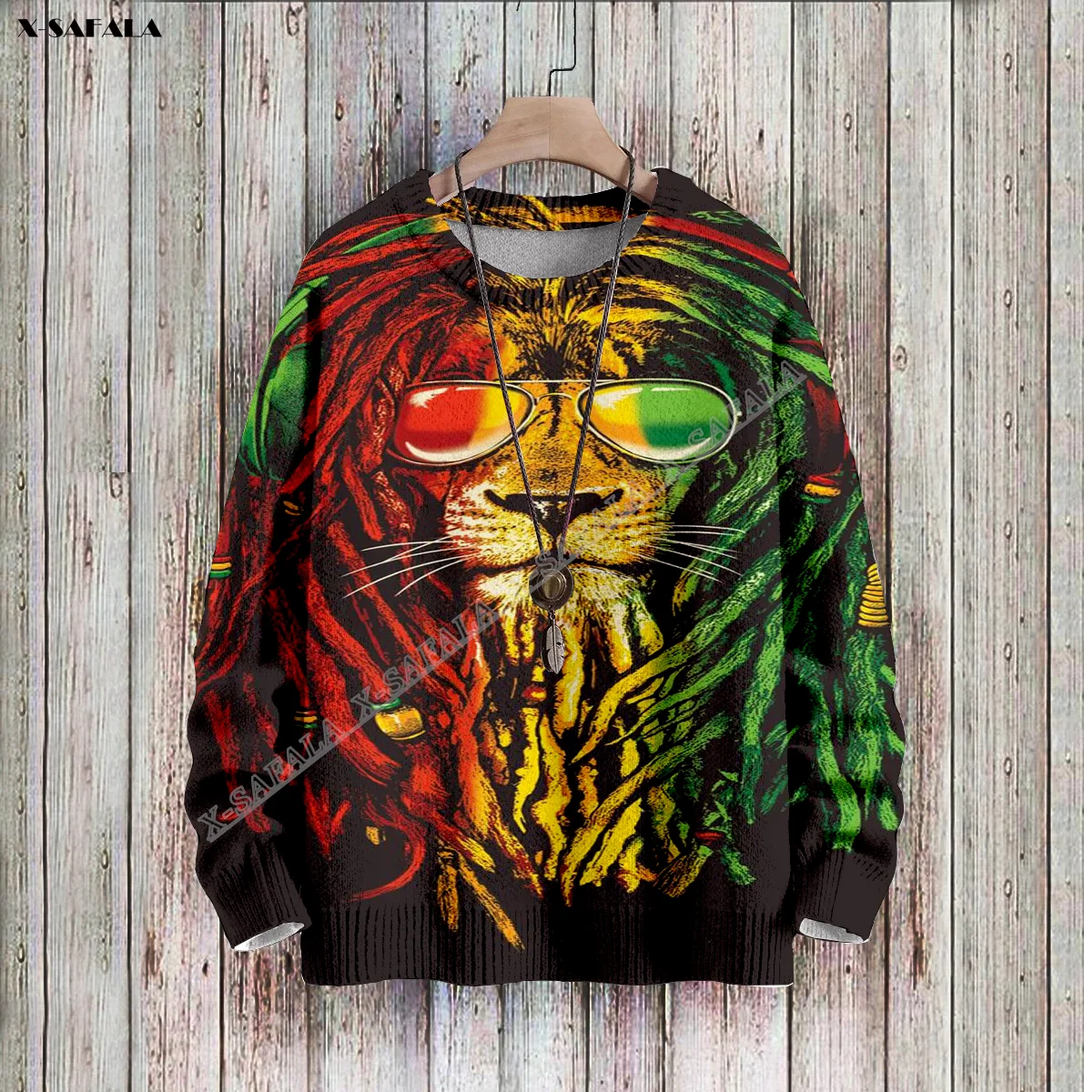 

Music King Reggae Lion 3D Printed Ugly Sweater Christmas Gift Men Female Winter Knitted Cotton Xmas Warm