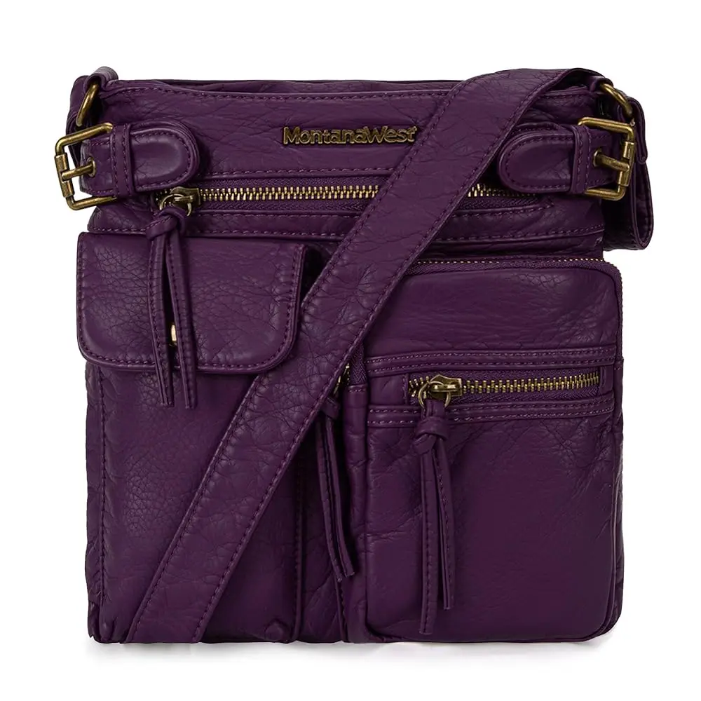 Crossbody Bag for Women Multi Pocket Shoulder Medium Travel Purses Ultra Soft Washed Leather