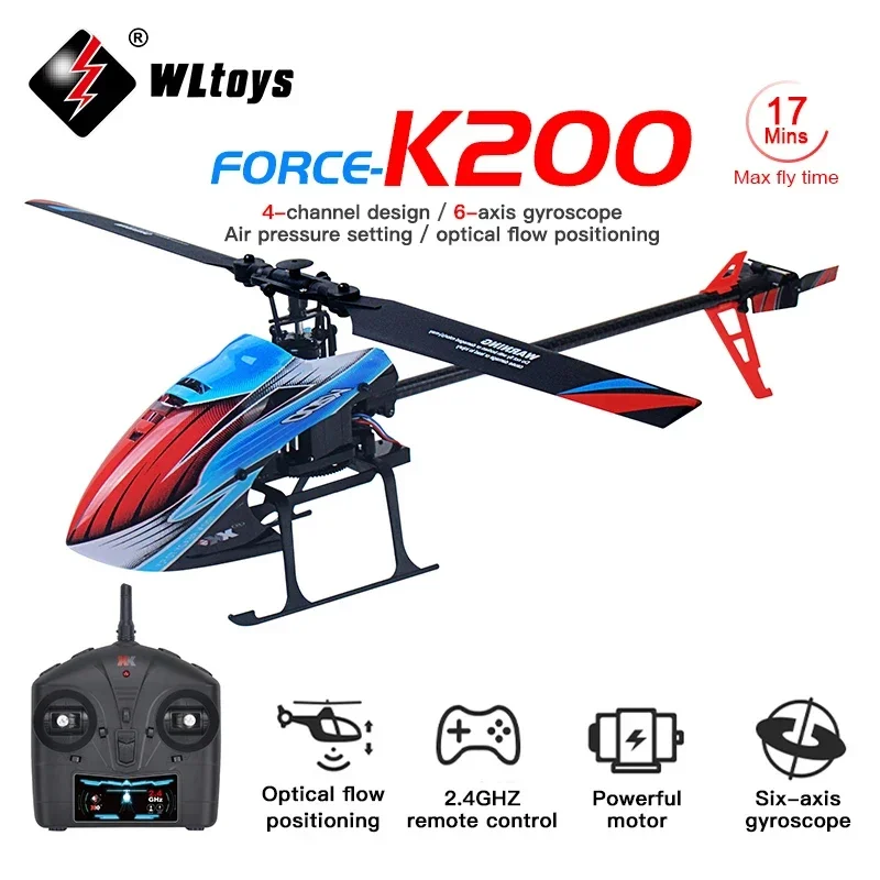 WLtoys XK K200 RC Helicopter 2.4G 6-Aixs Gyroscope 4CH Altitude Hold Optical Flow Remote Control Helicopter Toys for Boys