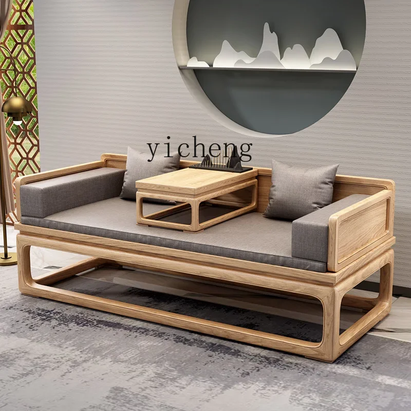 

all solid wood retractable living room sofa ash wood red zen antique push-pull bed