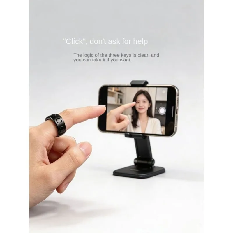 DT98 Wireless Ring Controller, Smart Wearable Finger Ring Remote Control for Photo Taking Music Play, Practical Button Ring for