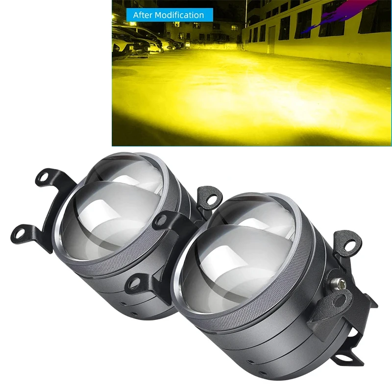 New 120W 3inch Matrix Bi LED Projetor Lens Fog Lights Lamp Dual Colors Foglights for Car Foglamp Auto Lighting System 12V 24V