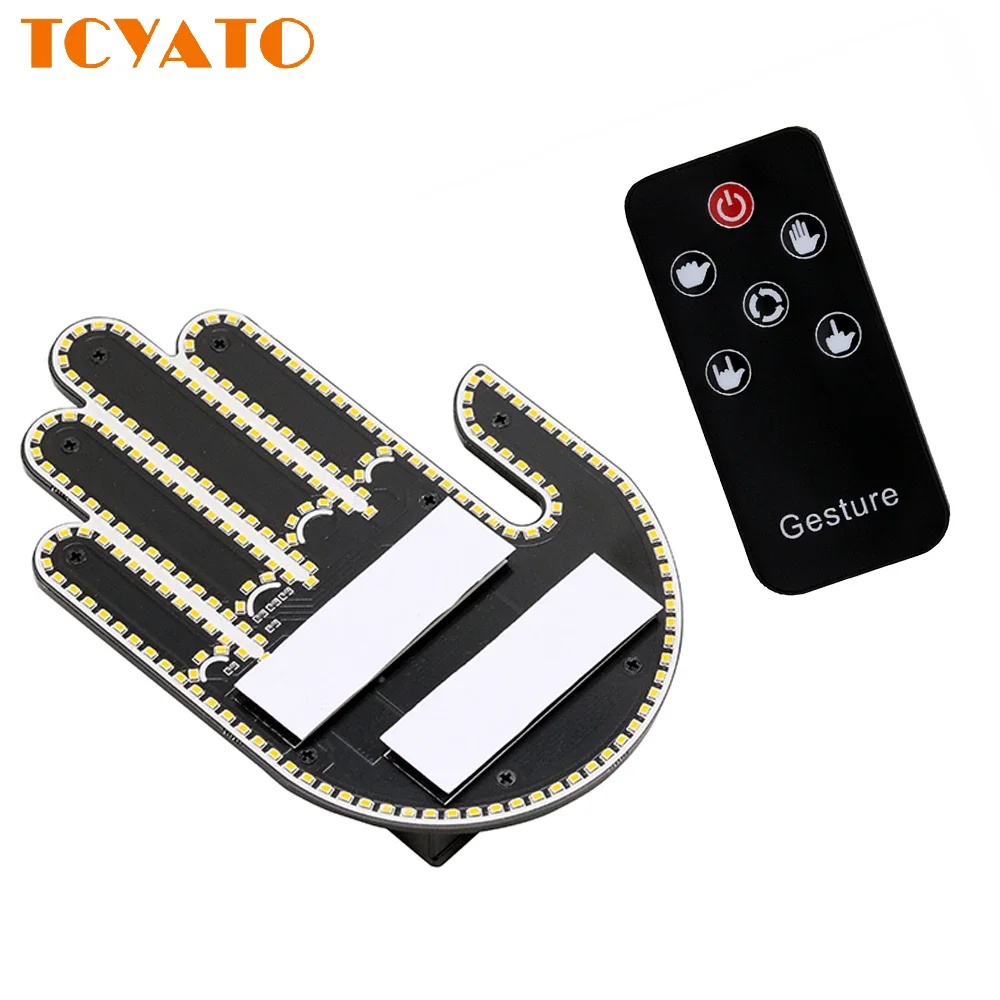 Car LED Finger Lights Funny Car Interior Light With Remote Control Rear Window Multi-function Warning Reminder Lamp Accessories