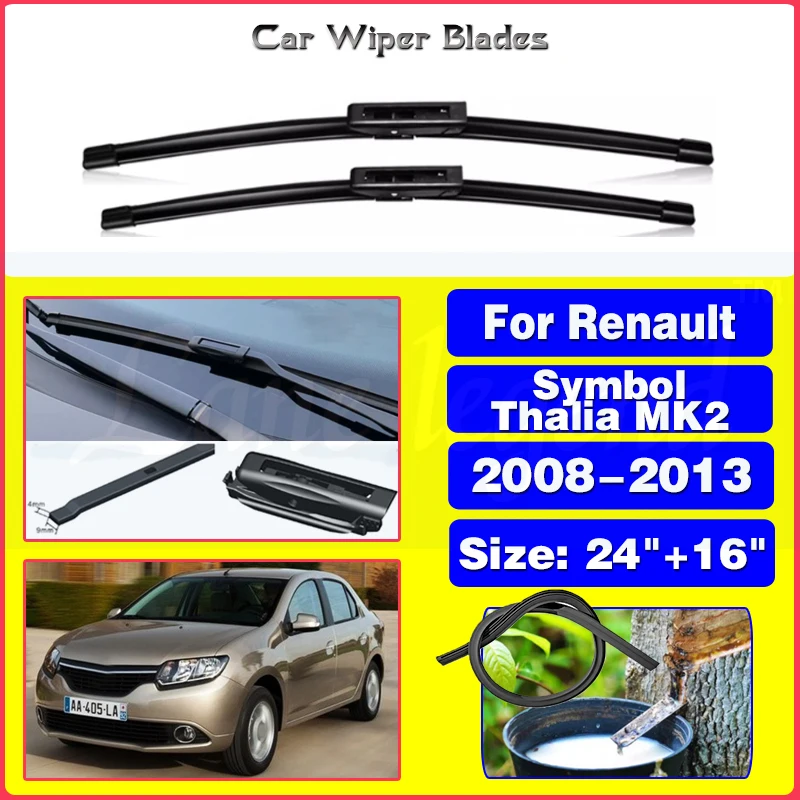 

Front Wiper Blades For Renault Symbol Thalia MK2 2008-2013 Windshield Windscreen Window 24"+16" 2008 2009 2010 2011 2012 2013