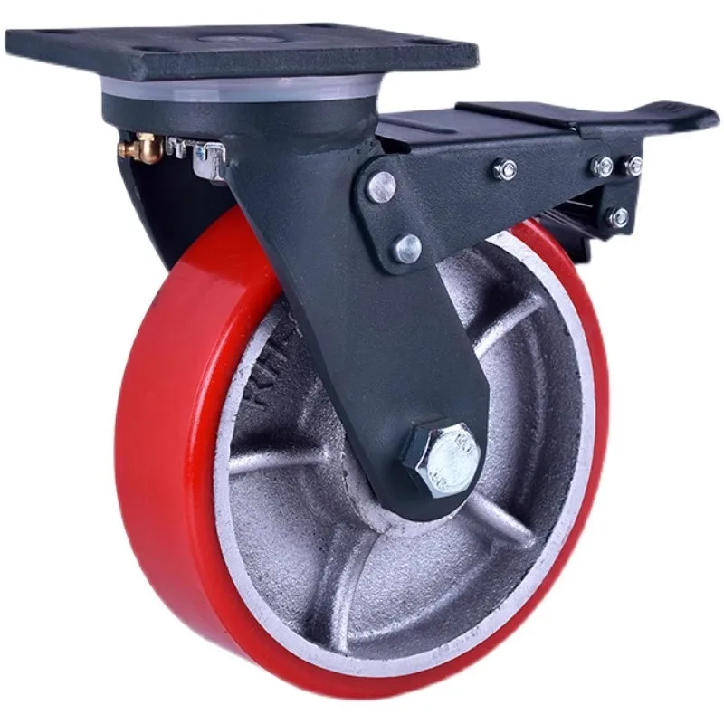 (1pc) 8 Inch Super Heavy Cast Iron Pu Wear-resistant Load-bearing Wheel/large Equipment Machinery & Super Heavy Caster