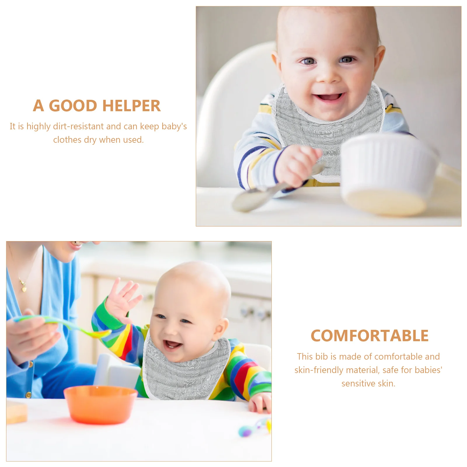 

2 Pcs Cotton Gauze Bibs for Baby Newborn Unisex Lightweight Drool Proof Toddler U Shaped Saliva Catcher Bibs 0 6 Months