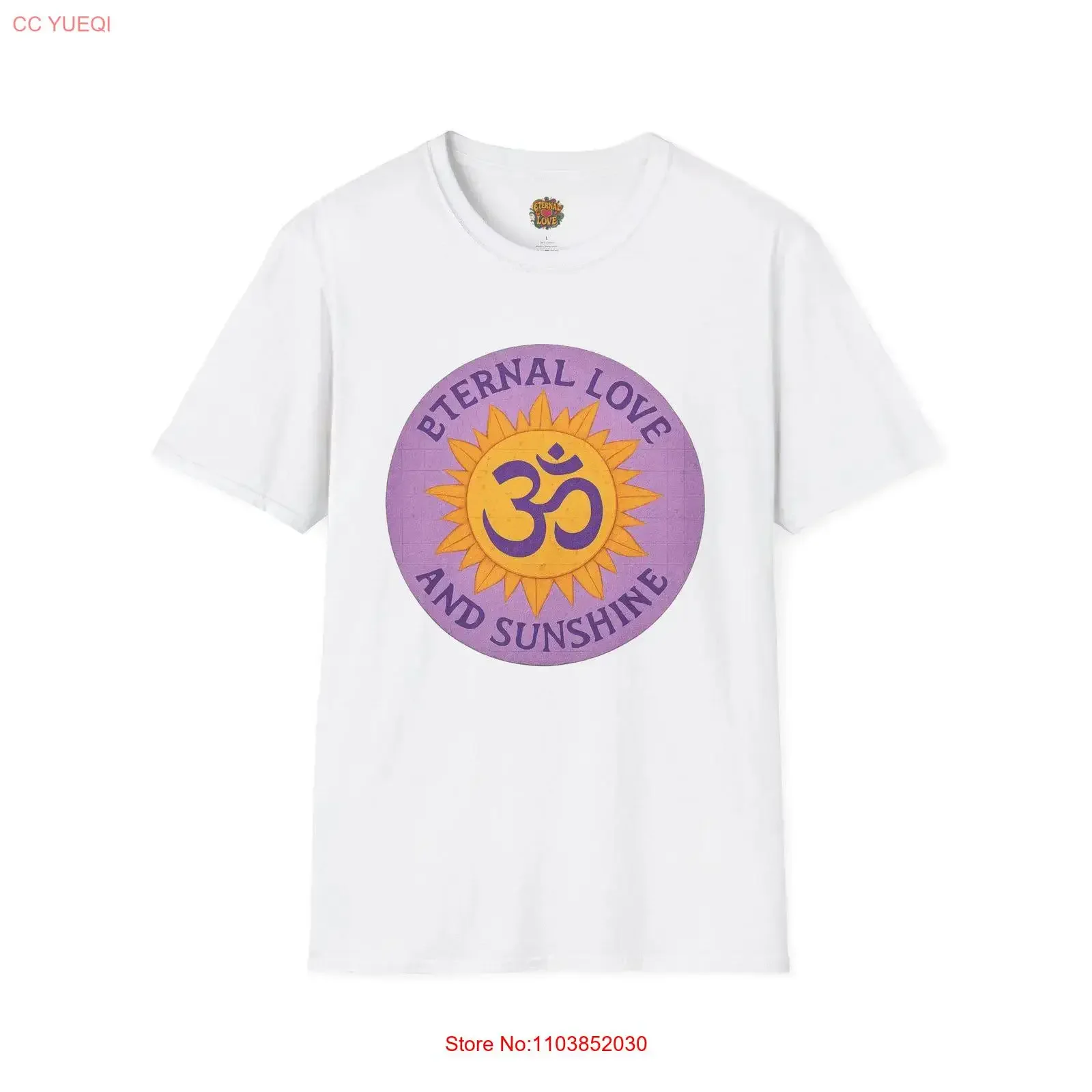 T-shirt violet Om Eternal Love, haut de méditation spirituelle et de yoga, vêtement de pleine conscience, vintage, délavé, légèrement extensible, avec motif graphique