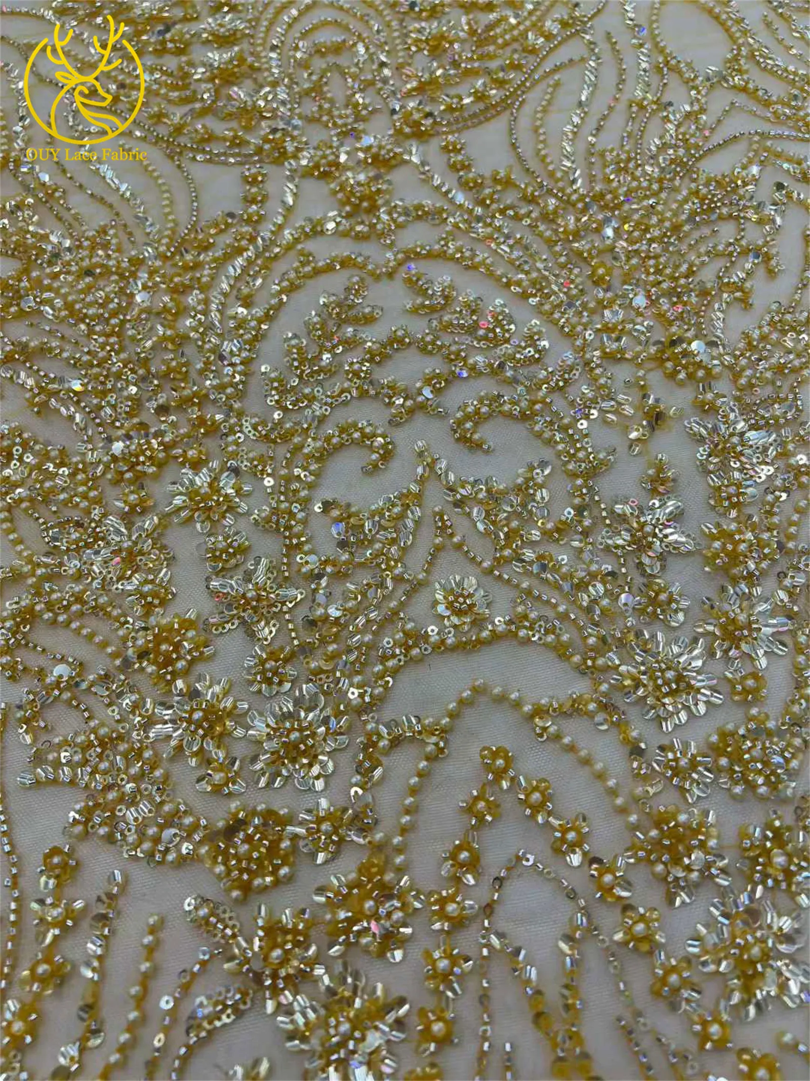 2026 Afrika Bräutigam Perlen-Spitzenstoff 5 Yards Hochwertige Französische Pailletten-Spitze für Braut Hochzeits-Abendkleid Nähen – Detail 11