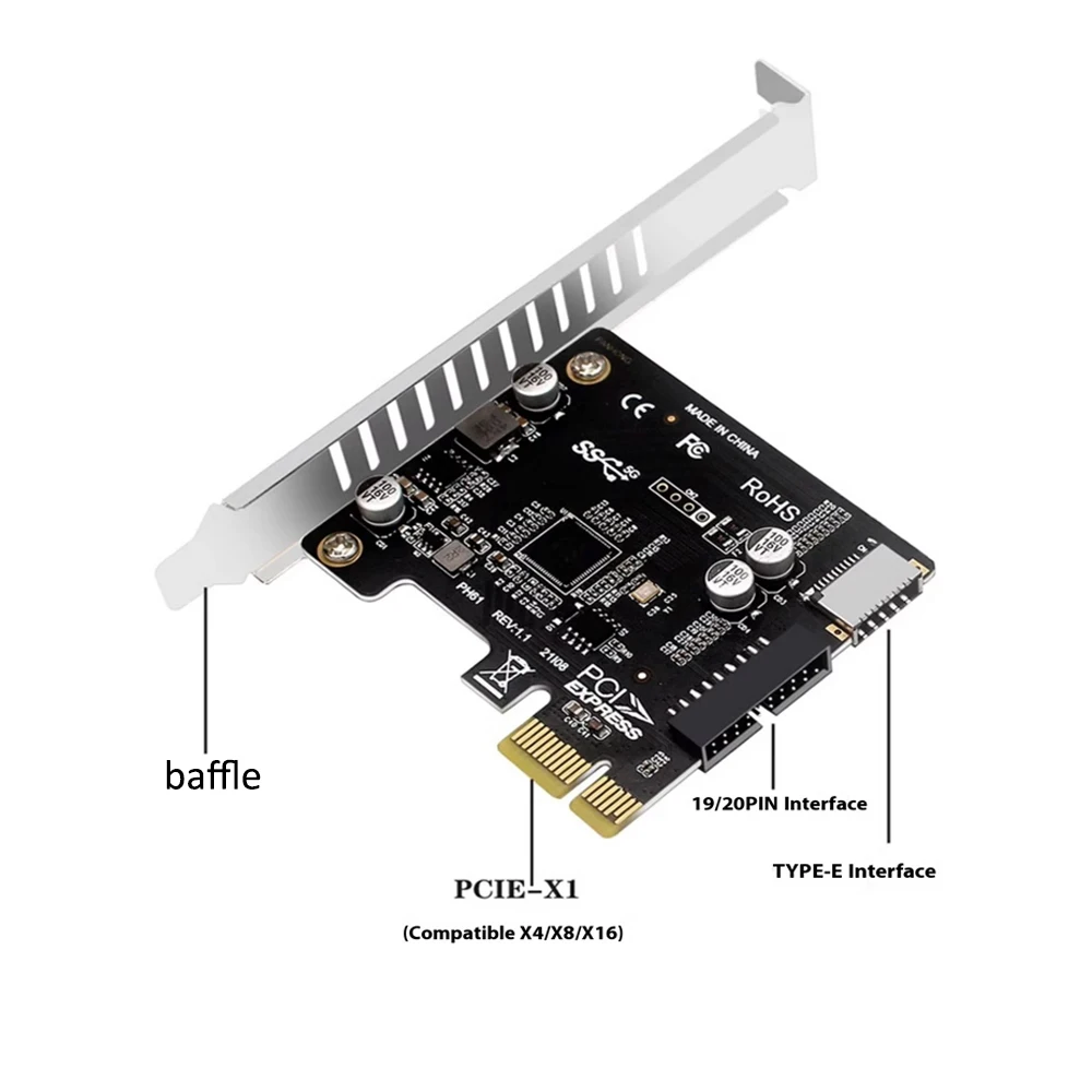 جديد لـ NVME M.2 M-Key PCIe إلى أمامي USB3.1 5Gbps TYPE-E + 20P IDC بطاقة توسيع USB3.0 NGFF بطاقة محول M.2 إلى ثنائي 20pin