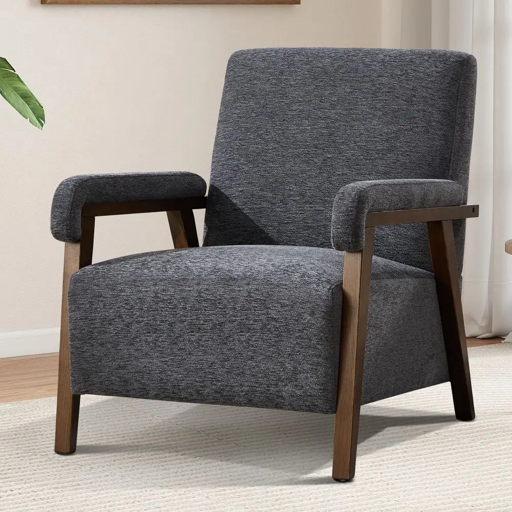 

Century Modern Accent Chair, Upholstered Reading Armchair with Solid Wood Frame, Soft Fabric, Easy Assembly Sofa Chair for Bedr