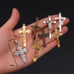 10pcs/Pack of Saint Benedict Medal Jesus Christ Cross Alloy Charm Pendant Jewelry Making Necklace DIY Accessories