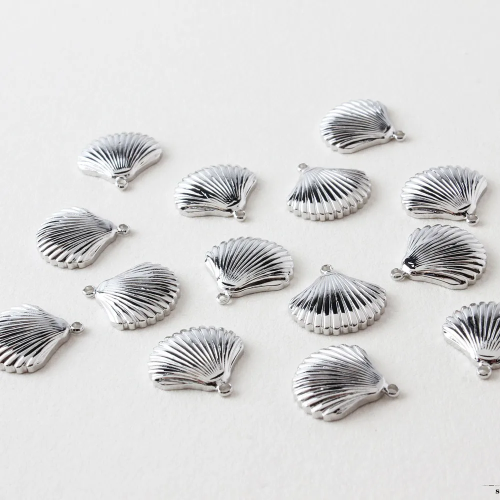 6PCS Shell Shape Charm Jewelry Making Supplies Necklace Pendant Minimalist DIY Handmade Brass 18k Gold Plated 13mm