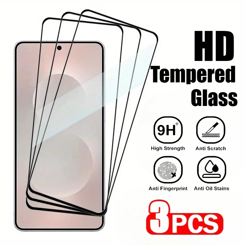 3Pcs HD Clear Full Screen Protector for Samsung Galaxy S24 S25 S23 Ultra S22 S21 S20 Plus S24 S23 FE S25 Edge 9H Tempered Glass
