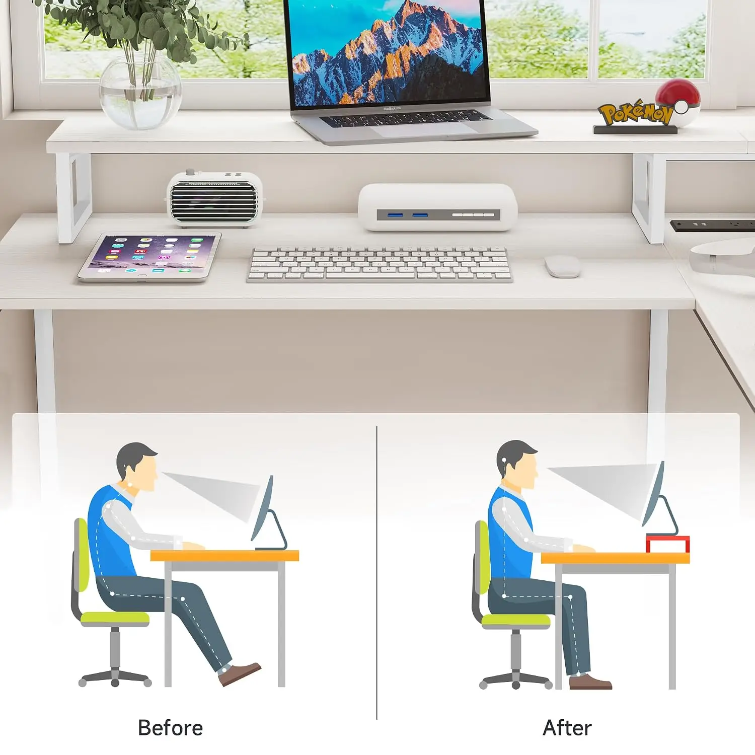 Two Person Desk with LED & Power Outlet, 83.7